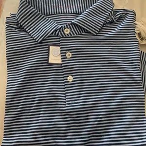 B Draddy Light Blue/Navy Striped Greg Polo